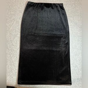 Long Tall Sally black velour long pencil skirt.